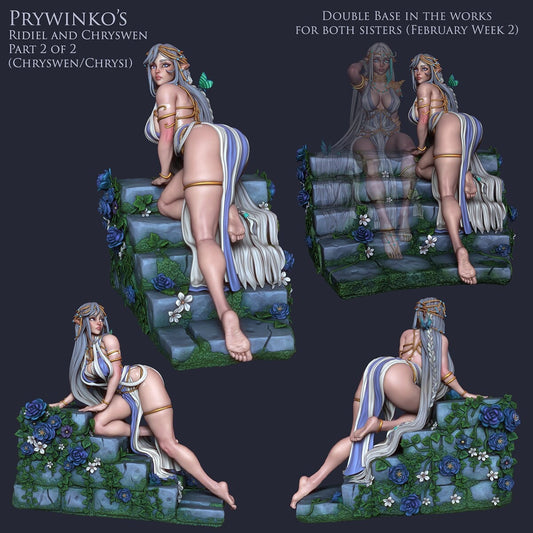 Seductress Twins : Lady Ridia and Chrisi | Clothed or Nude | Resin 3D Printed Pinup | Ronin Arts Workshop