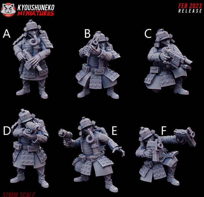 Japanese Imperial Infantry Guard | Pistols | Future Sci-Fi | Grimdark Tabletop Gaming | Resin 3D Printed Miniature | Kyoushuneko