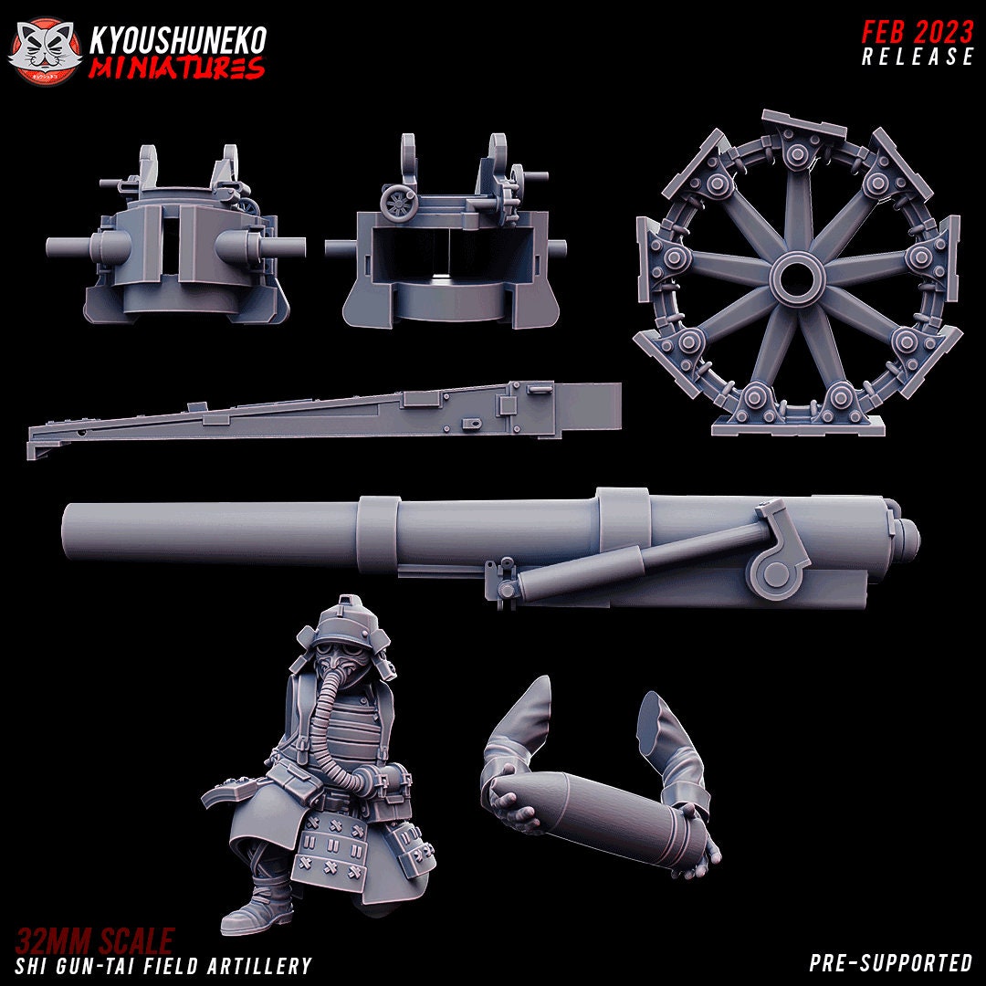 Field Artillery | Japanese Imperial Shi-gun Guard | Grimdark Sci-Fi Tabletop Gaming | Resin 3D Printed Miniature | Kyoushuneko