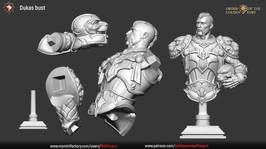 Dukas | Order Of The Golden Fury | Bust | Resin 3D Printed Miniature | White Werewolf Tavern