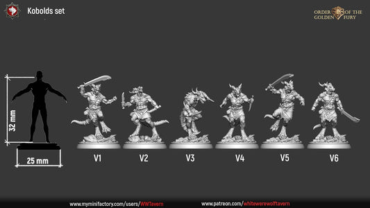 Kobolds | Order Of The Golden Fury | Resin 3D Printed Miniature | White Werewolf Tavern | RPG | D&D | DnD