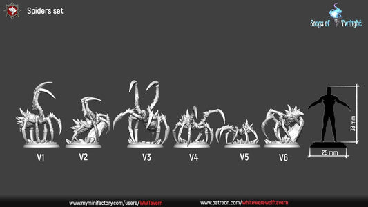 Spider Set | Songs Of Twilight | Resin 3D Printed Miniature | White Werewolf Tavern | RPG | D&D | DnD