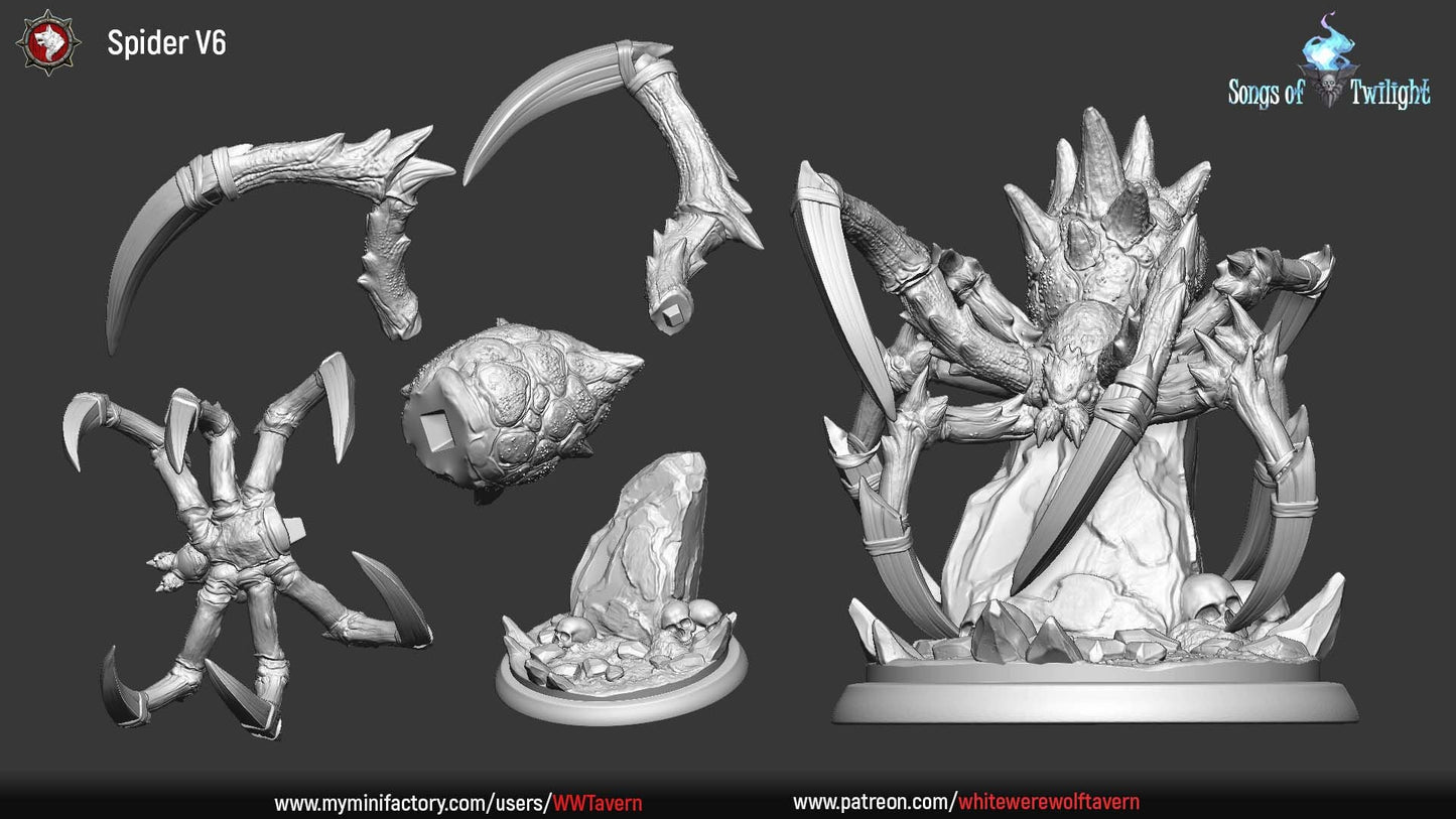 Spider Set | Songs Of Twilight | Resin 3D Printed Miniature | White Werewolf Tavern | RPG | D&D | DnD