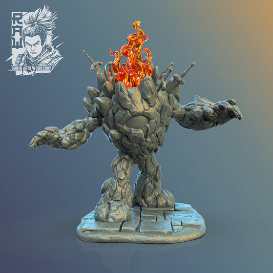 Fire Golem | Pyromancers | 35mm Scale | Resin 3D Printed Miniature | Ronin Arts Workshop | Guild Wars
