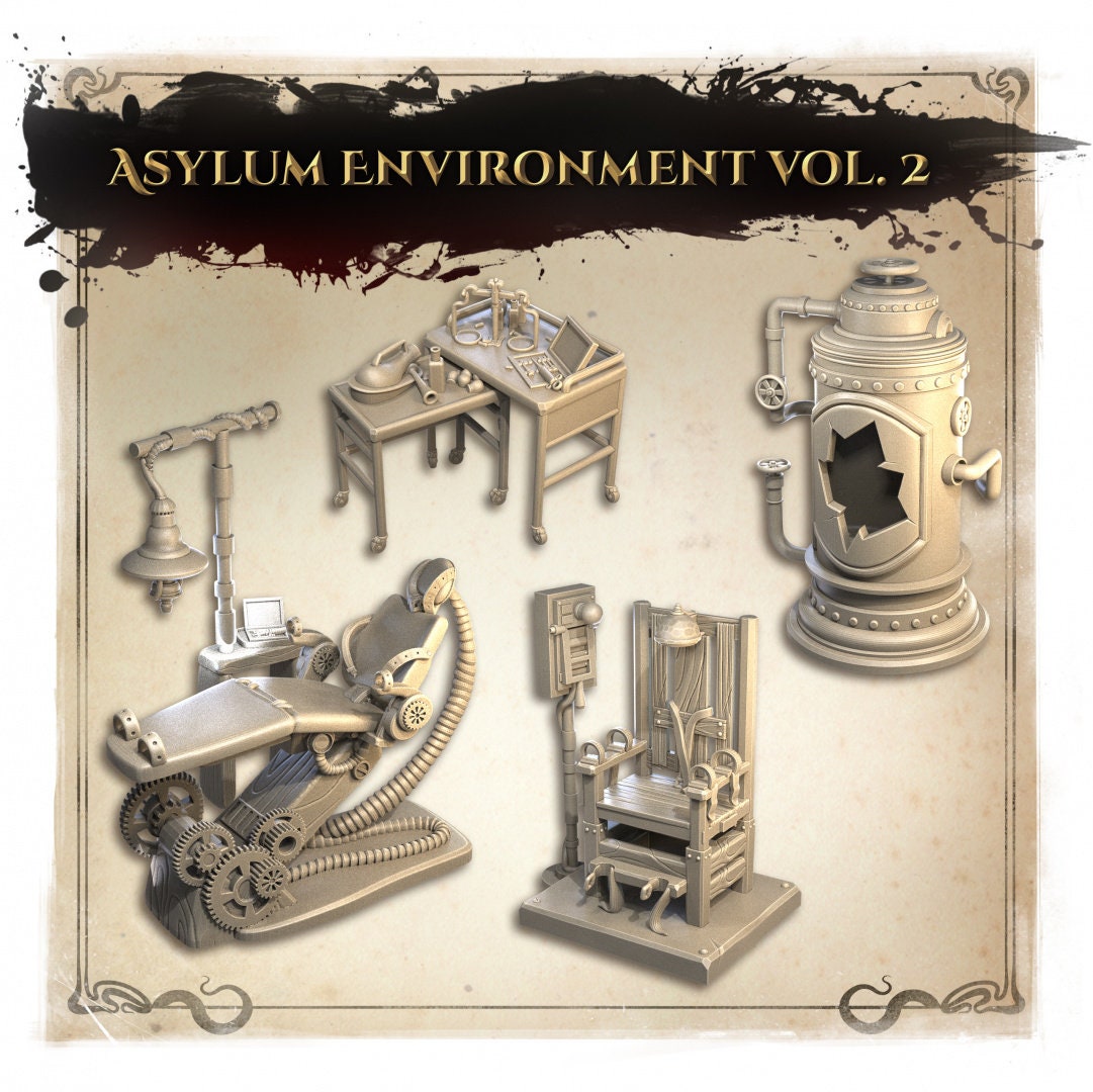 Asylum Furniture pt. 2 | Wicked Hills | Resin 3D Printed Miniature | RPG | DND