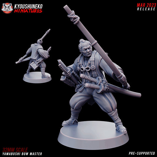 Japanese Yamabushi Bow Master | Resin 3D Printed Miniatures | Kyoushuneko | Table Top Gaming | RPG | D&D | Pathfinder