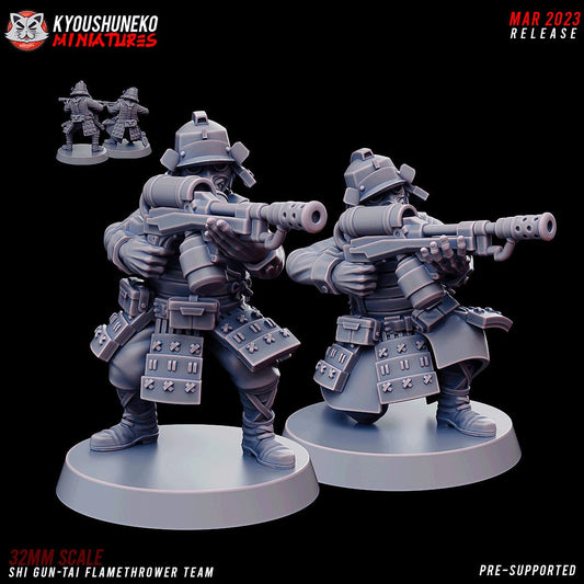 Flamethrower Team | Japanese Imperial Shi-gun Guard | Grimdark Sci-Fi Tabletop Gaming | Resin 3D Printed Miniature | Kyoushuneko