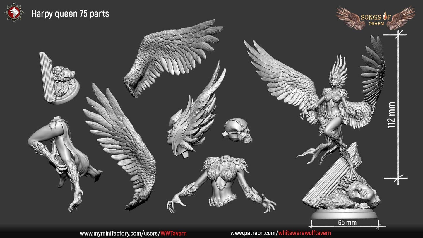 Harpy Queen | Multiple Scales | Resin 3D Printed Miniature | White Werewolf Tavern | RPG | D&D | DnD