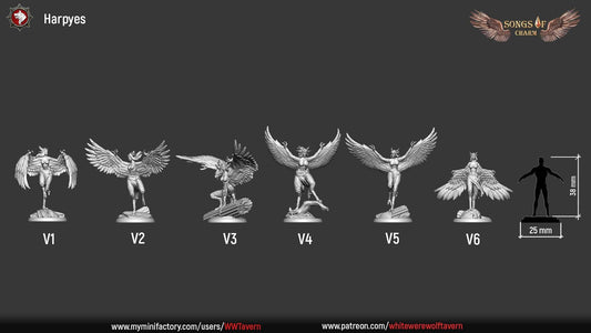 Harpies | Songs Of Charm | Resin 3D Printed Miniature | White Werewolf Tavern | RPG | D&D | DnD