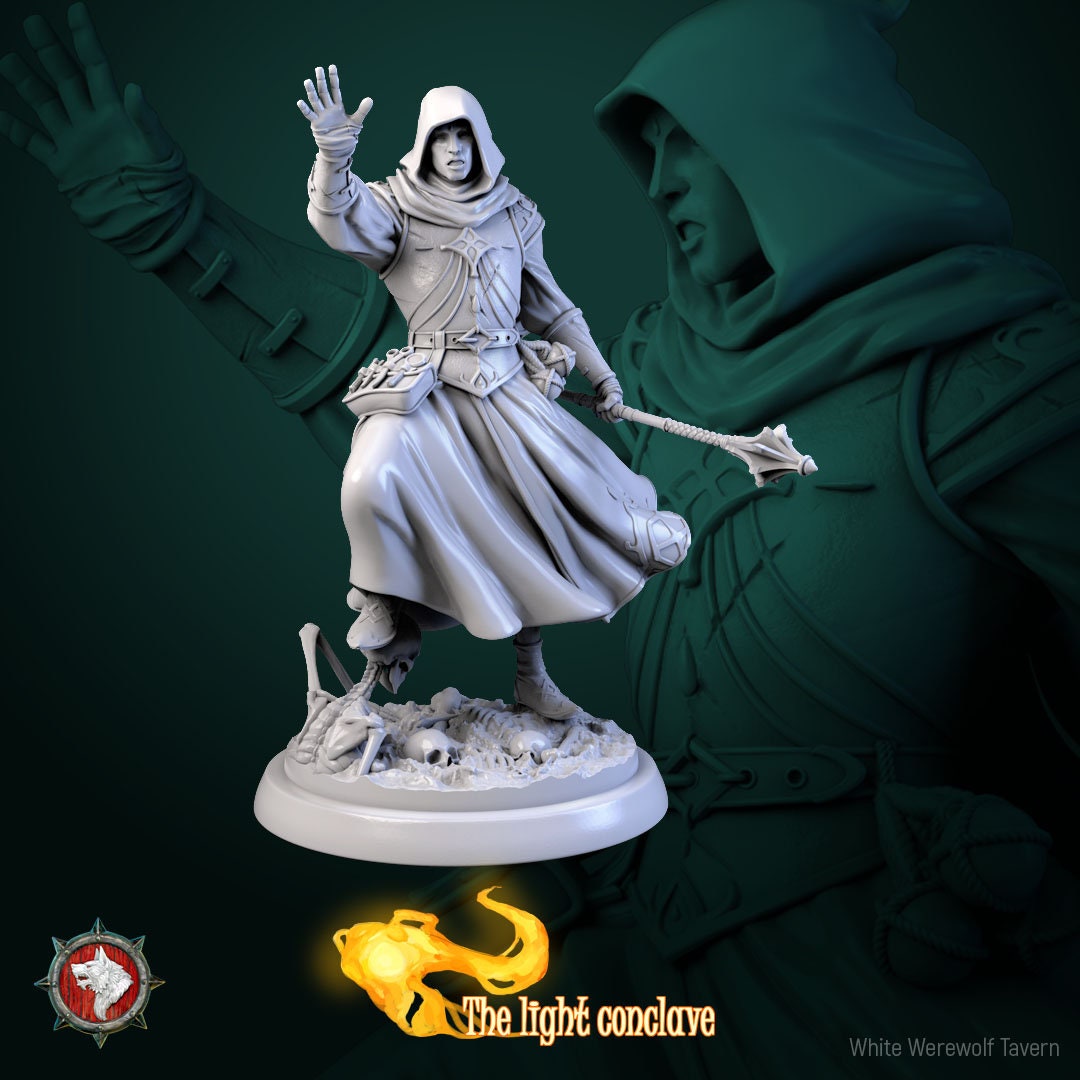 Masked Cleric Set | The Light Conclave | Resin 3D Printed Miniature | White Werewolf Tavern | RPG | D&D | DnD