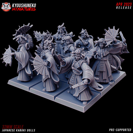 Kabuki Dolls | Resin 3D Printed Miniatures | Kyoushuneko | Table Top Gaming | RPG | D&D | Pathfinder