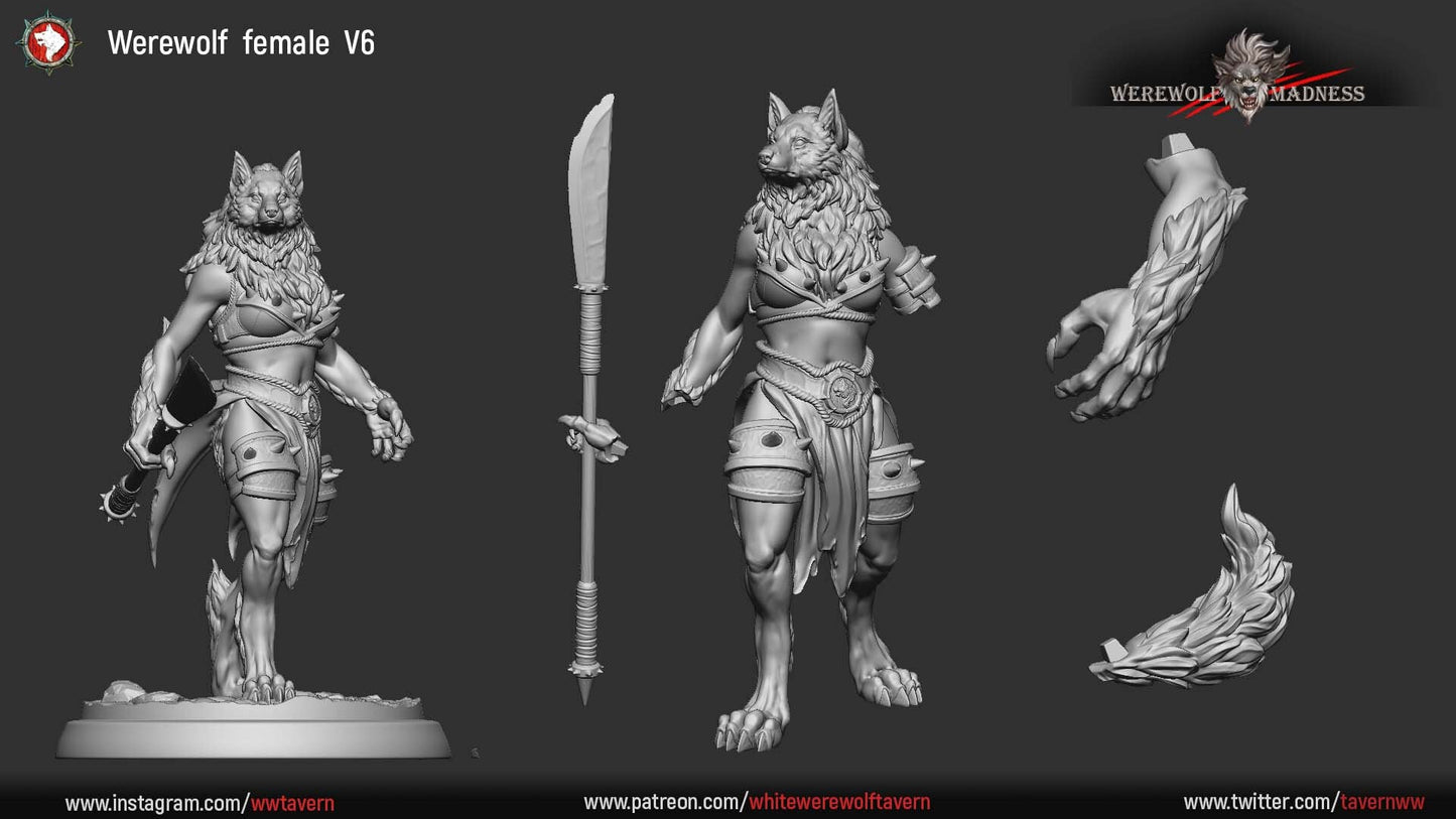 Werewolf Warriors - Females | Resin 3D Printed Miniature | White Werewolf Tavern