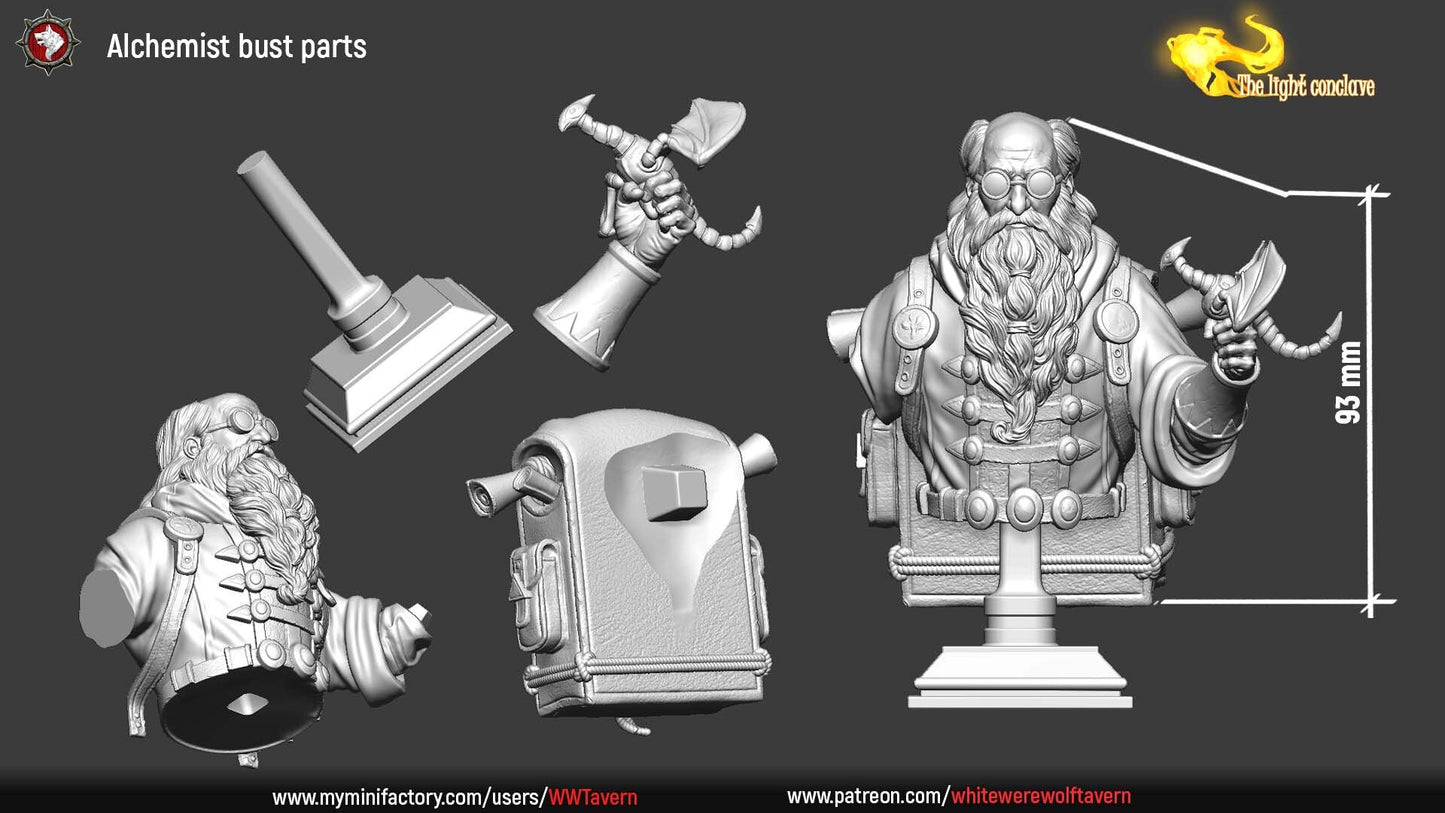 Alchemist | The Light Conclave | Bust | Resin 3D Printed Miniature | White Werewolf Tavern