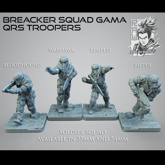 QRS Trooper Squad | Sci-Fi / Cyberpunk | Resin 3D Printed Miniature | Ronin Arts Workshop