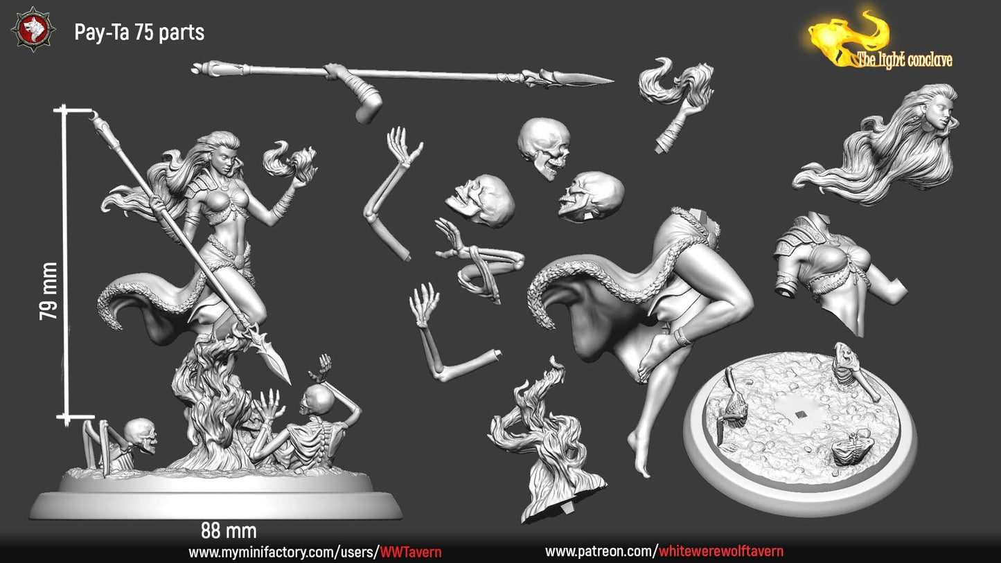 Pey-Ta Exorcist Mage | The Light Conclave | Multiple Scales | Resin 3D Printed Miniature | White Werewolf Tavern | RPG | D&D | DnD