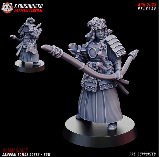 Samurai Tomoe Gozen - Bow | Female Warrior |  Resin 3D Printed Miniatures | Kyoushuneko | Table Top Gaming | RPG | D&D | Pathfinder