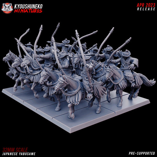 Japanese Mounted Archers | Yabusame | Resin 3D Printed Miniatures | Kyoushuneko | Table Top Gaming | RPG | D&D | Pathfinder