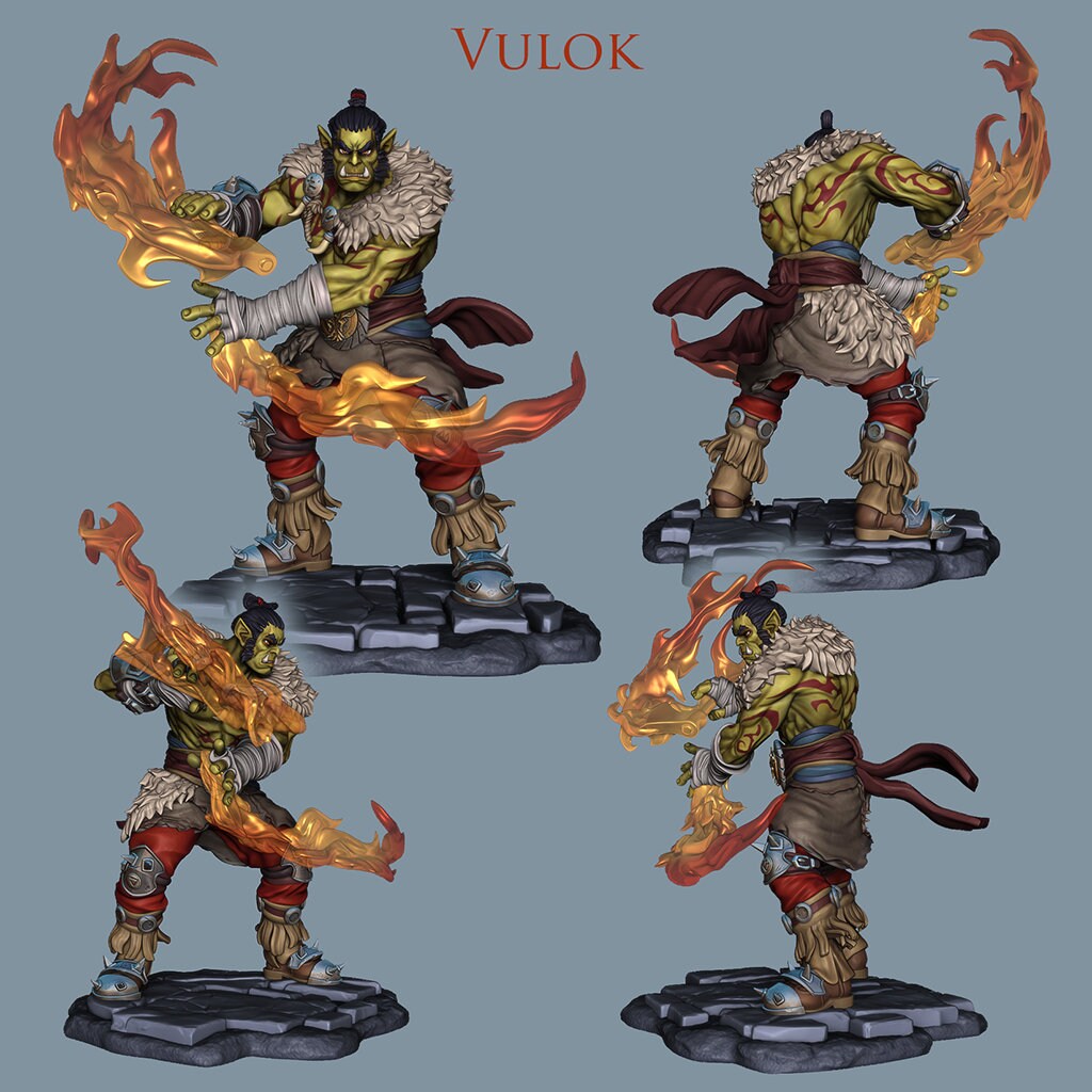 Fire Warrior Vulok | Pyromancers | 35mm Scale | Resin 3D Printed Miniature | Ronin Arts Workshop | Guild Wars