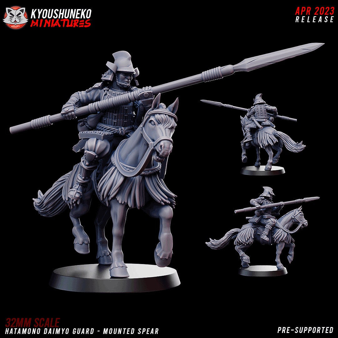 Hatamono Daimyo Guard - Mounted Spear | Kyoushuneko | Table Top Gaming | RPG | D&D | Pathfinder