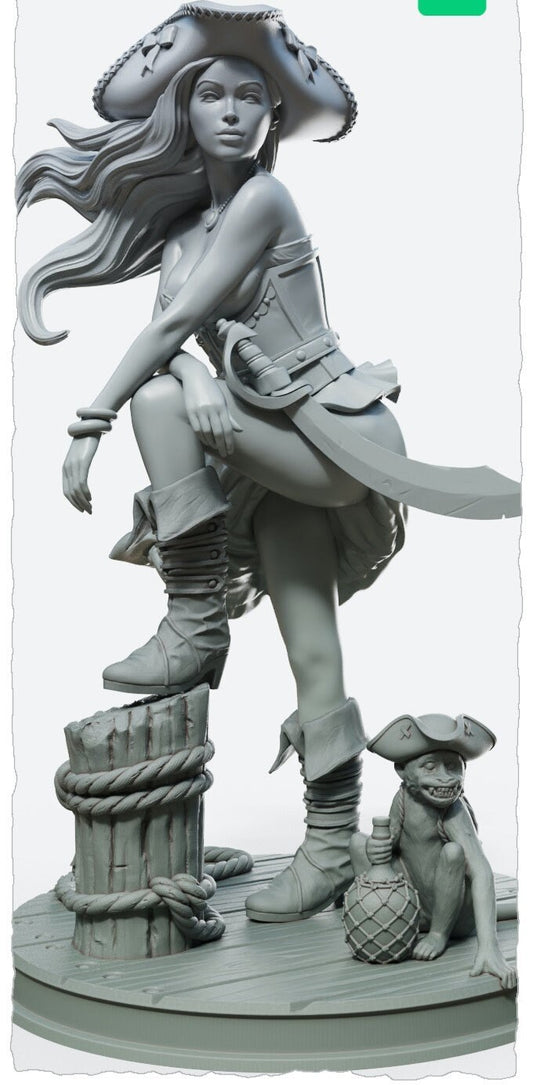 Marina | Sexy Pirate | Female Miniatures | Clothed or Nude | Resin 3D Printed Pinup