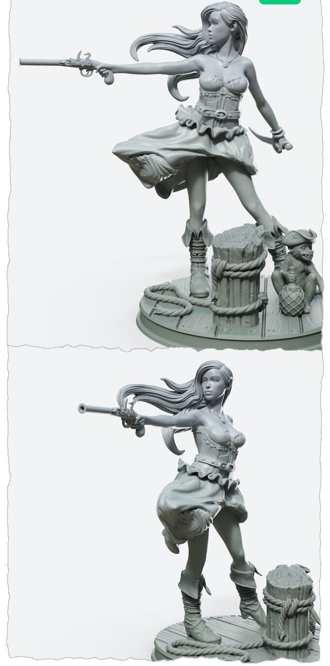 Marina | Sexy Pirate | Female Miniatures | Clothed or Nude | Resin 3D Printed Pinup