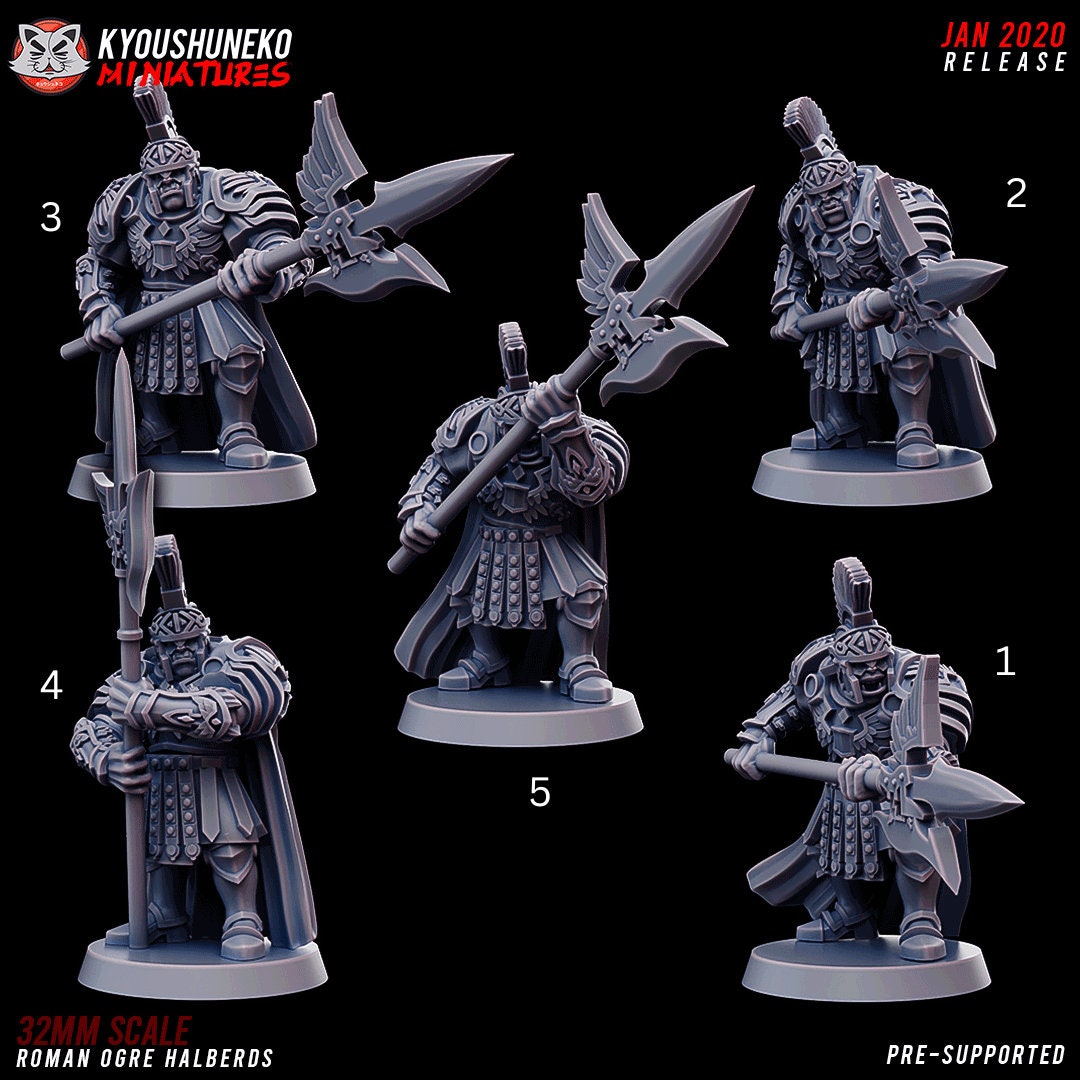 Roman Ogre Legionnaires (Halberd) | Resin 3D Printed Miniatures | Kyoushuneko | Table Top Gaming | RPG | D&D | Pathfinder