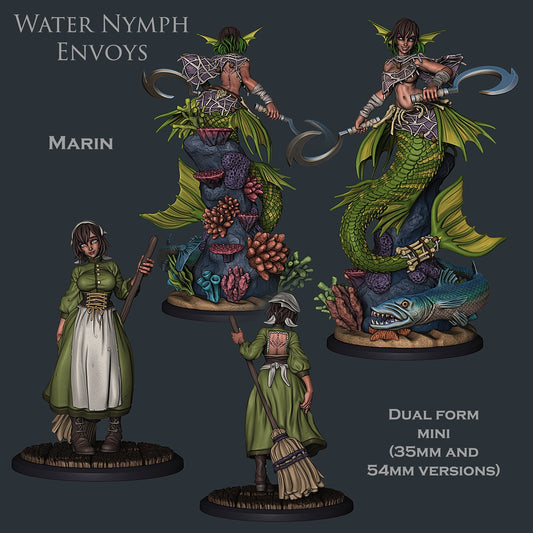 Marin the Servant Girl / Water Nymph | 35mm/54mm | NSFW Nymph Available | Resin 3D Printed Miniature | Ronin Arts Workshop