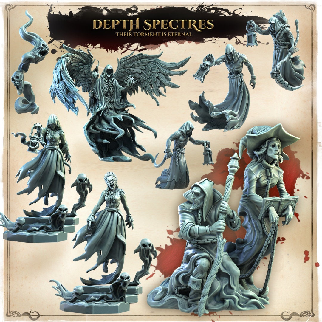 Spectres of the Depths | Wicked Hills | Resin 3D Printed Miniature | RPG | DND