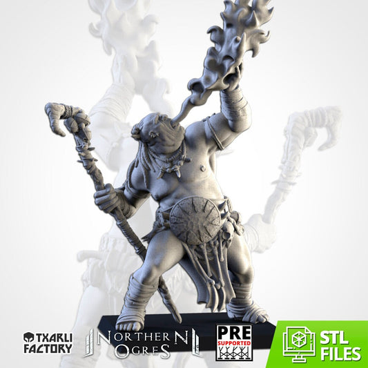 Ogre Firebelly (Shaman) | Northern Ogres | Resin 3D Printed Miniature | Txarli Factory | RPG | D&D | Warhammer