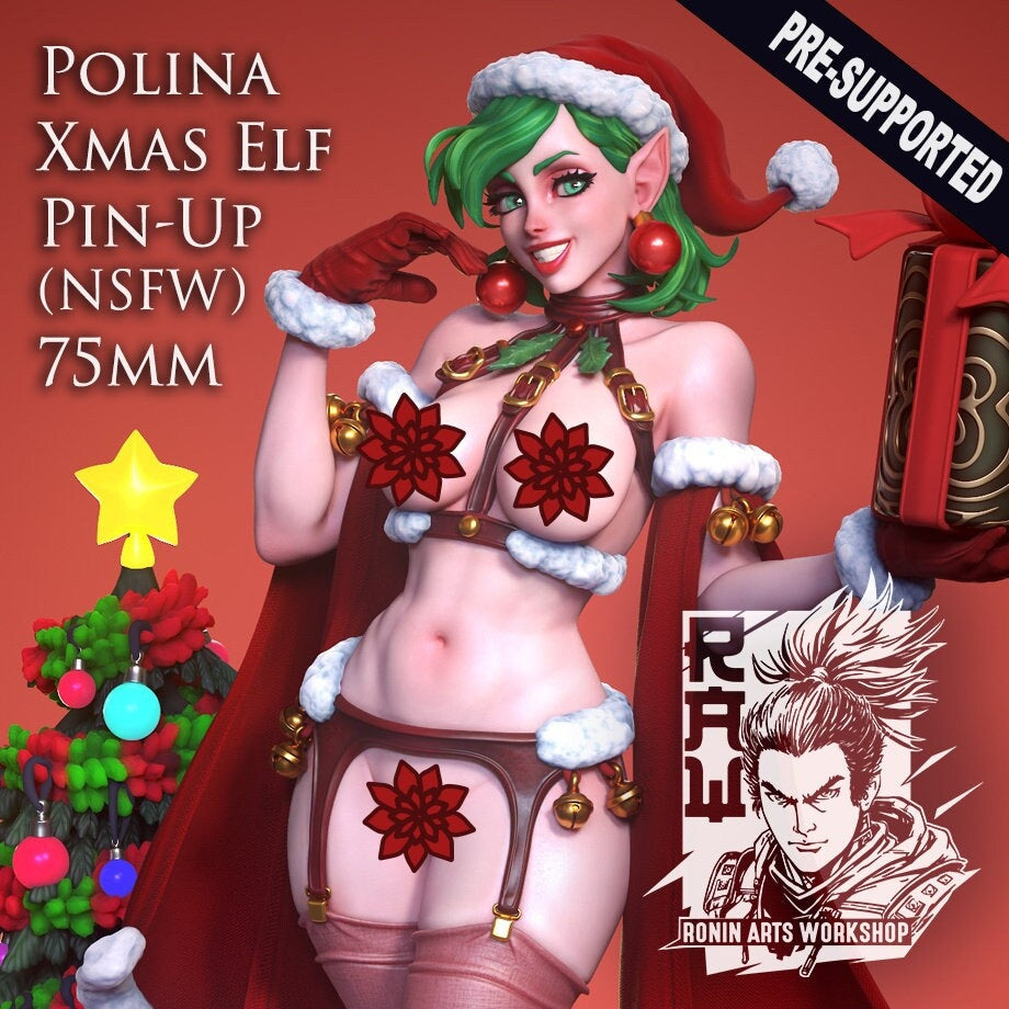 Sexy Christmas Elf | Clothed or Nude | Resin 3D Printed Pinup | Ronin Arts Workshop