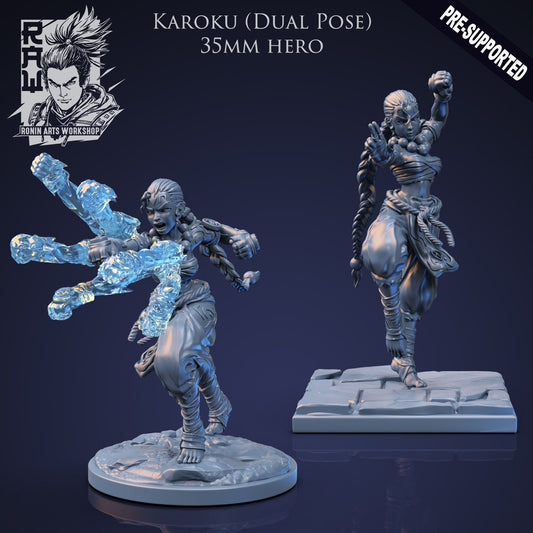 Female Fighting Monk - Karoku | 35mm or 54mm | Resin 3D Printed Miniature | Ronin Arts Workshop