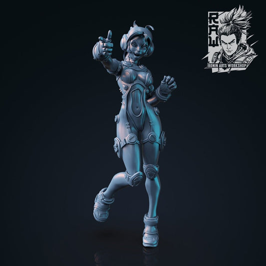 Cyberpunk Girl | Jane | 54 or 75mm Scale | Resin 3D Printed Miniature | Ronin Arts Workshop