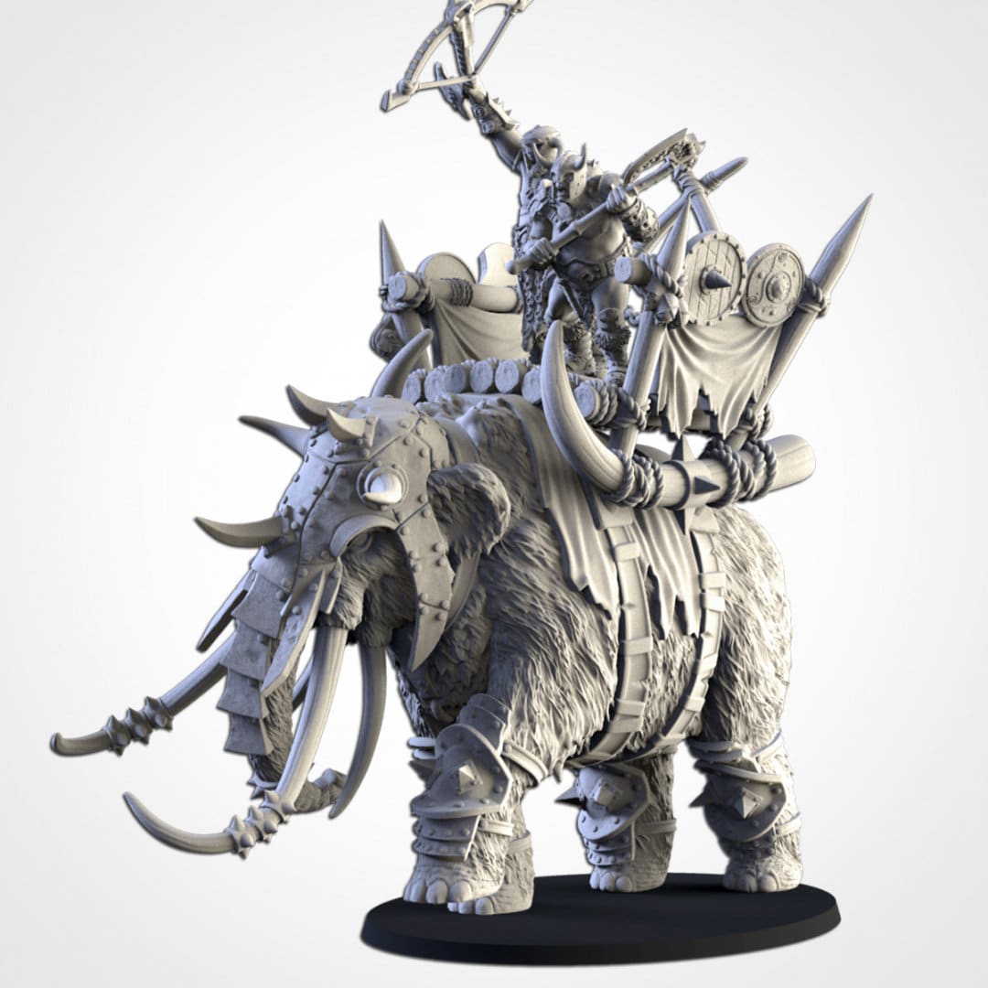 Ogres on War Mammoth| Northern Ogres | Resin 3D Printed Miniature | Txarli Factory | RPG | D&D | Warhammer