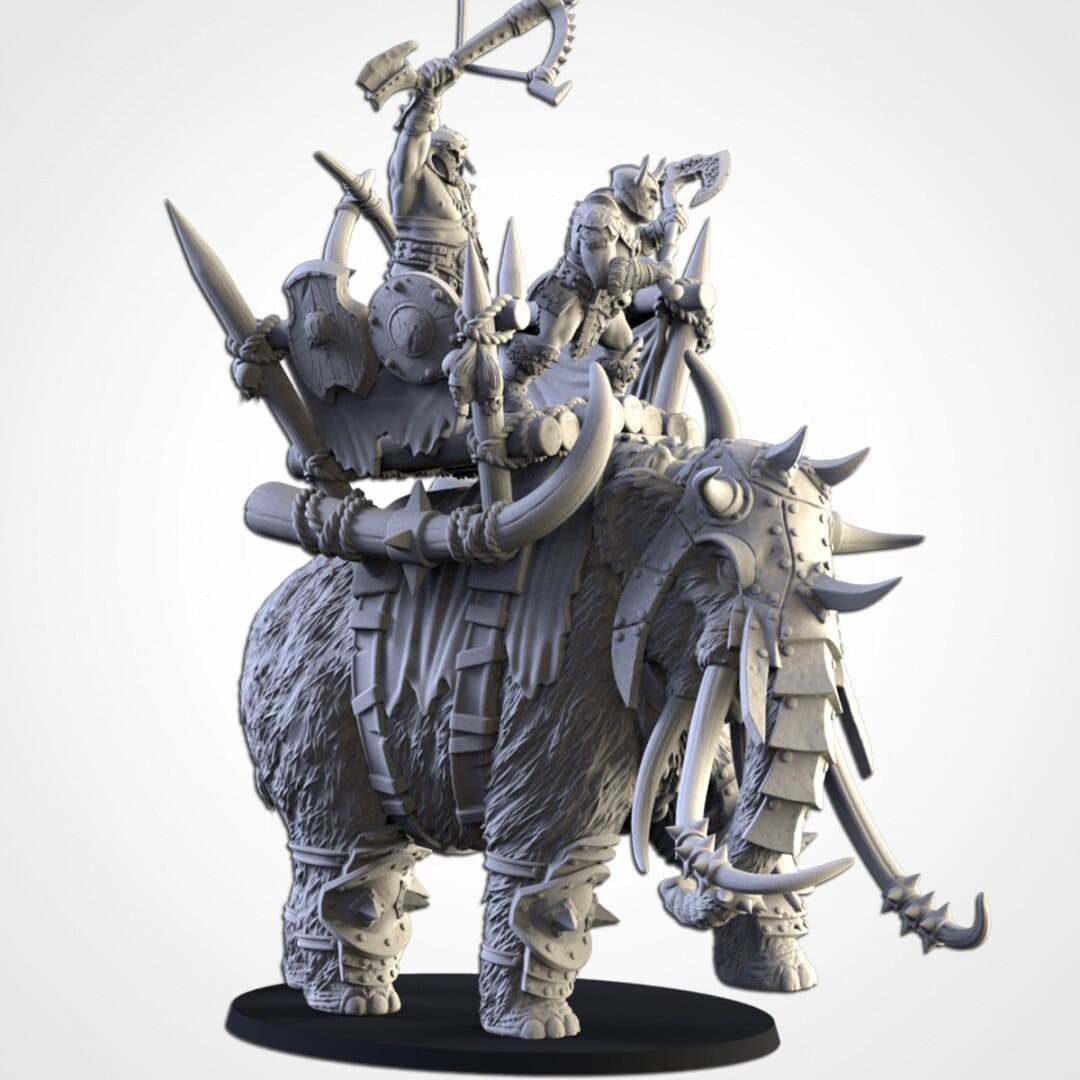 Ogres on War Mammoth| Northern Ogres | Resin 3D Printed Miniature | Txarli Factory | RPG | D&D | Warhammer