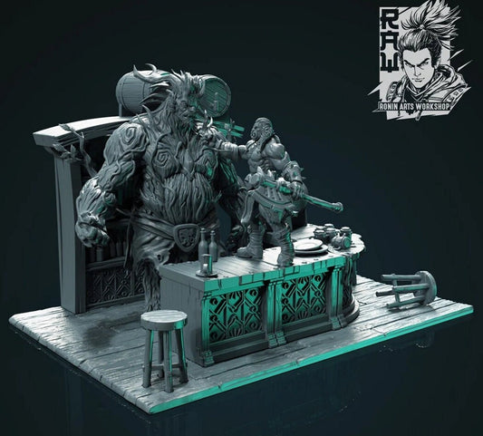 Tavern Brawl | Diorama | Fantasy Tavern | Resin 3D Printed Miniature | Ronin Arts Workshop
