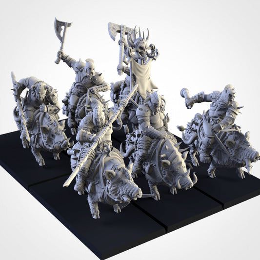 Grimhorn Rhinox Rider Proxies (Boar Riders) | Northern Ogres | Resin 3D Printed Miniature | Txarli Factory | RPG | D&D | Warhammer