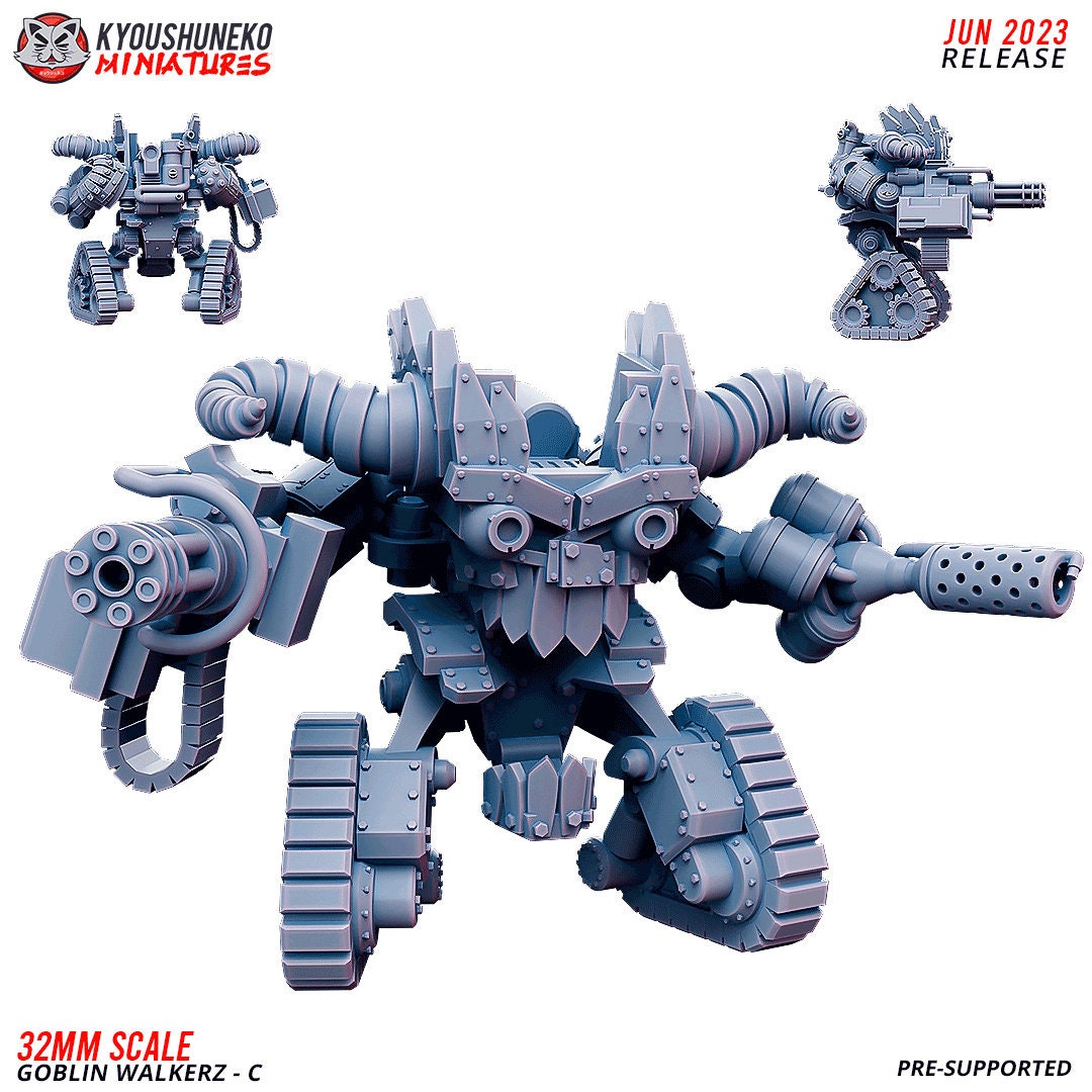 Goblin Mech | 3 Variants | Orcs and Goblins | Greenskins 40K Proxies | Resin 3D Printed Miniature | Kyoushuneko