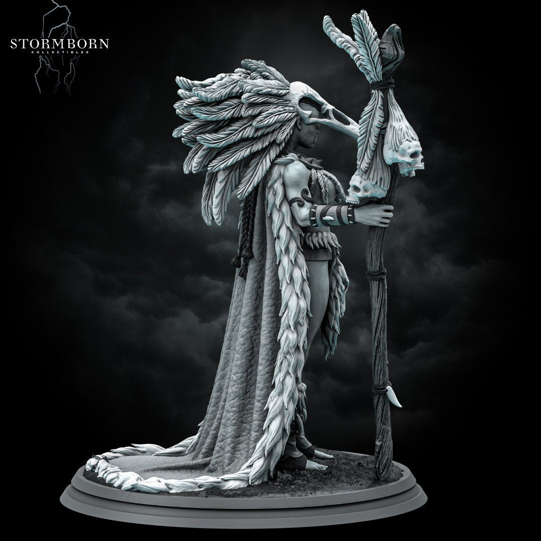 Lagath, Orc Seer | Priestess Shaman Witch Doctor | 28-120mm scale | Resin 3D Printed Miniature | RPG | DND | Stormborn Collectibles