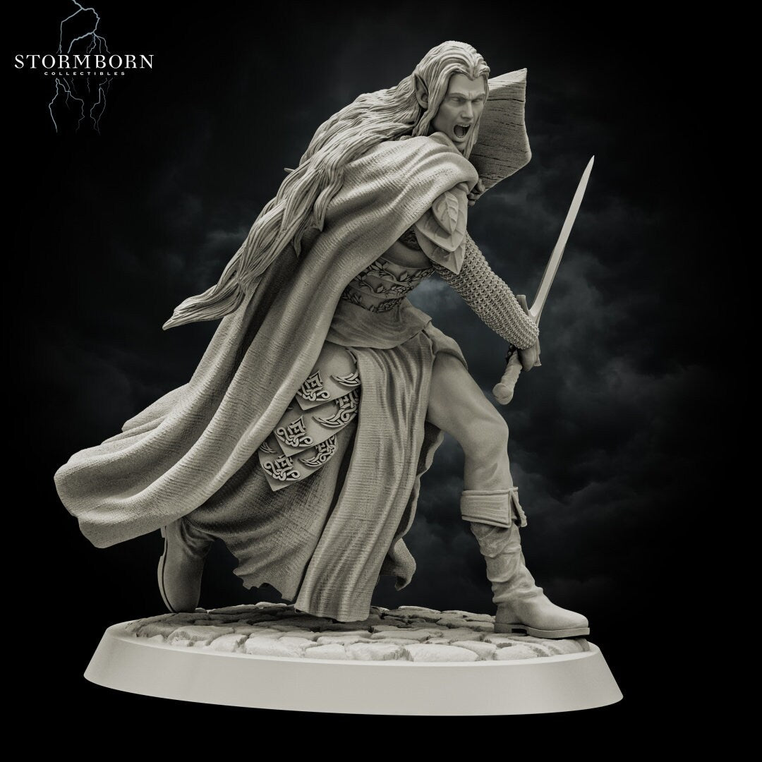 Elven Warrior | Noble / Prince | 28mm - 120mm scale | Resin 3D Printed Miniature | RPG | DND | Stormborn Collectibles