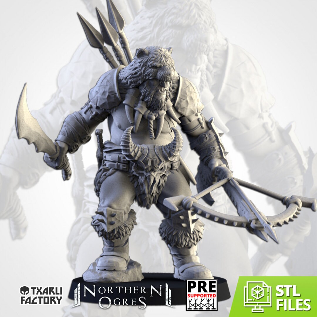 Ogre Hunter | MANY weapon options | Northern Ogres | Resin 3D Printed Miniature | Txarli Factory | RPG | D&D | Warhammer