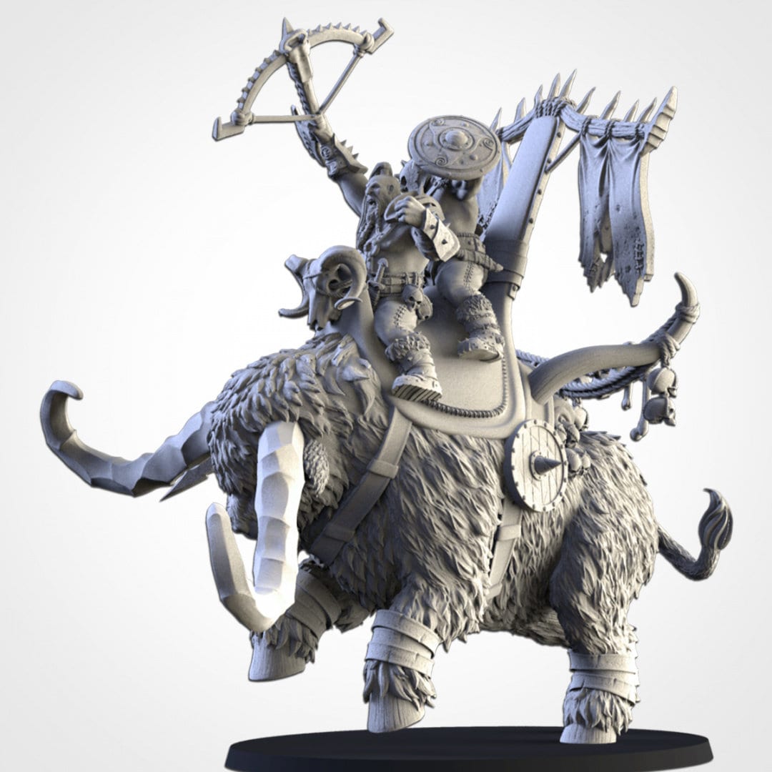 Ogres on War Mammoth| Northern Ogres | Resin 3D Printed Miniature | Txarli Factory | RPG | D&D | Warhammer