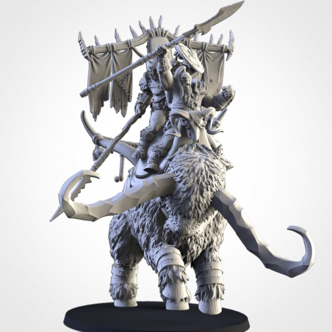 Ogres on War Mammoth| Northern Ogres | Resin 3D Printed Miniature | Txarli Factory | RPG | D&D | Warhammer