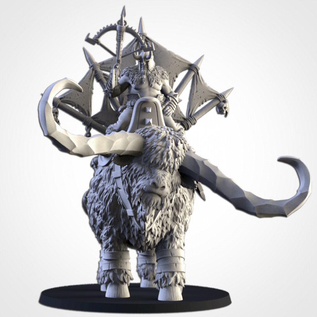 Ogre Khan on War Mammoth| | Northern Ogres | Resin 3D Printed Miniature | Txarli Factory | RPG | D&D | Warhammer