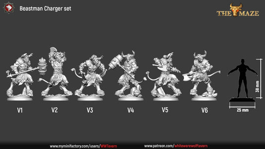 Beastman Chargers | The Maze | Resin 3D Printed Miniature | White Werewolf Tavern | RPG | D&D | DnD