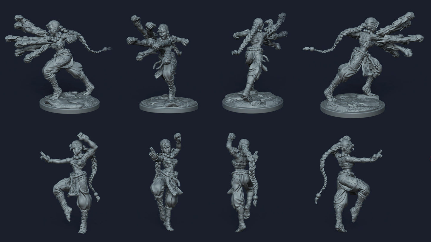 Female Fighting Monk - Karoku | 35mm or 54mm | Resin 3D Printed Miniature | Ronin Arts Workshop