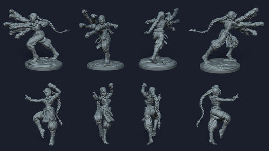 Female Fighting Monk - Karoku | 35mm or 54mm | Resin 3D Printed Miniature | Ronin Arts Workshop