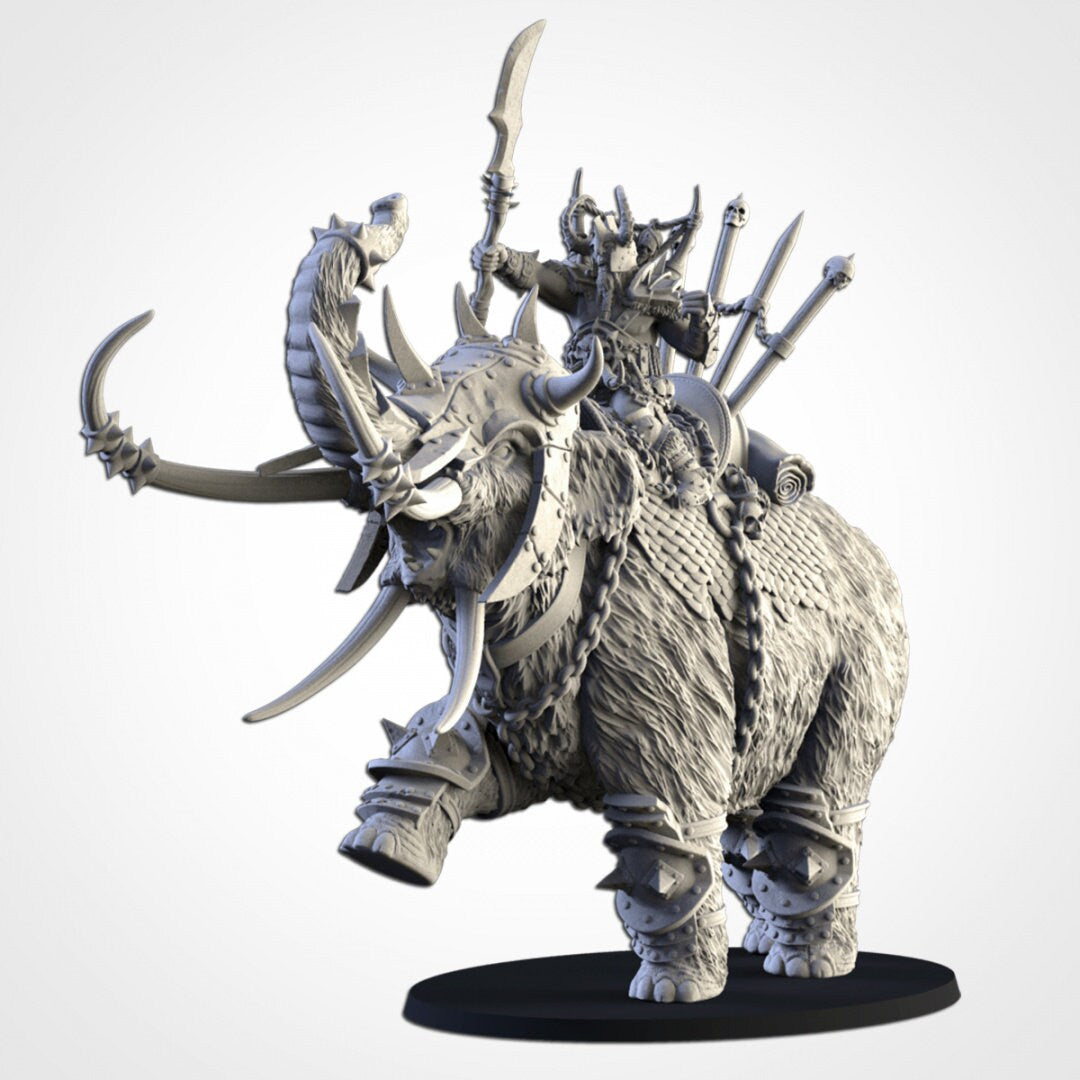 Ogre Khan on War Mammoth| | Northern Ogres | Resin 3D Printed Miniature | Txarli Factory | RPG | D&D | Warhammer