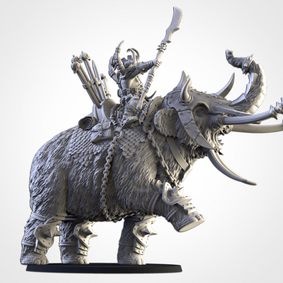 Ogre Khan on War Mammoth| | Northern Ogres | Resin 3D Printed Miniature | Txarli Factory | RPG | D&D | Warhammer