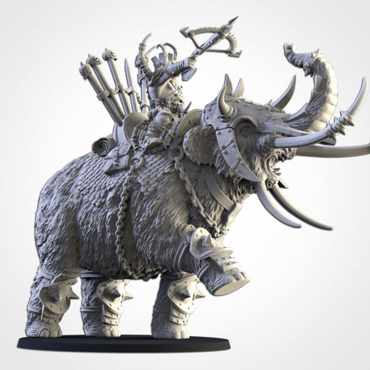 Ogre Khan on War Mammoth| | Northern Ogres | Resin 3D Printed Miniature | Txarli Factory | RPG | D&D | Warhammer