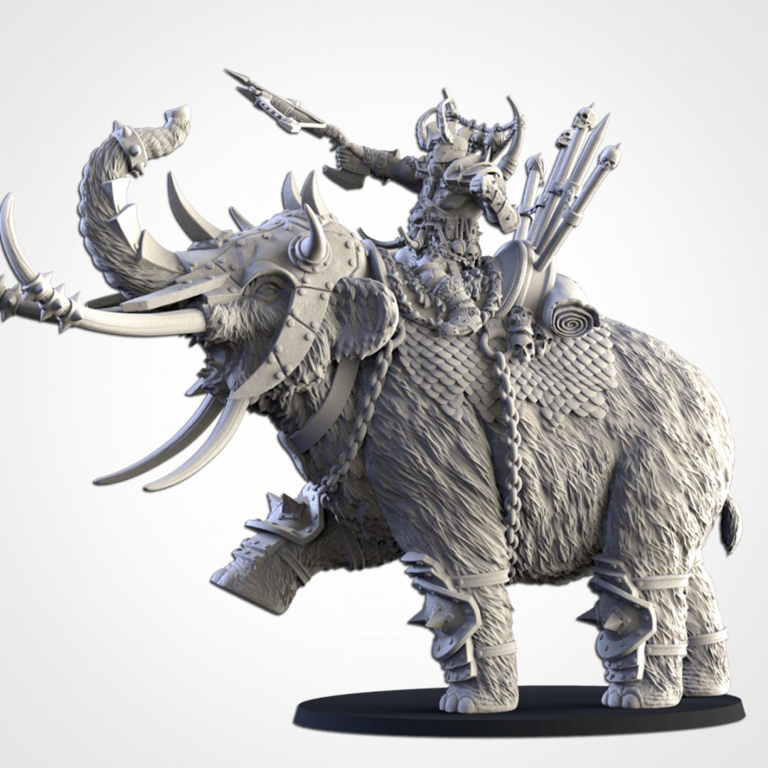 Ogre Khan on War Mammoth| | Northern Ogres | Resin 3D Printed Miniature | Txarli Factory | RPG | D&D | Warhammer